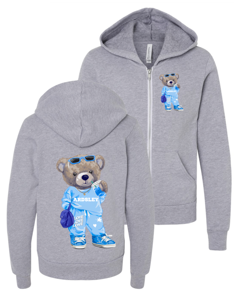 Sassy Bear Grey Heather Zip Up